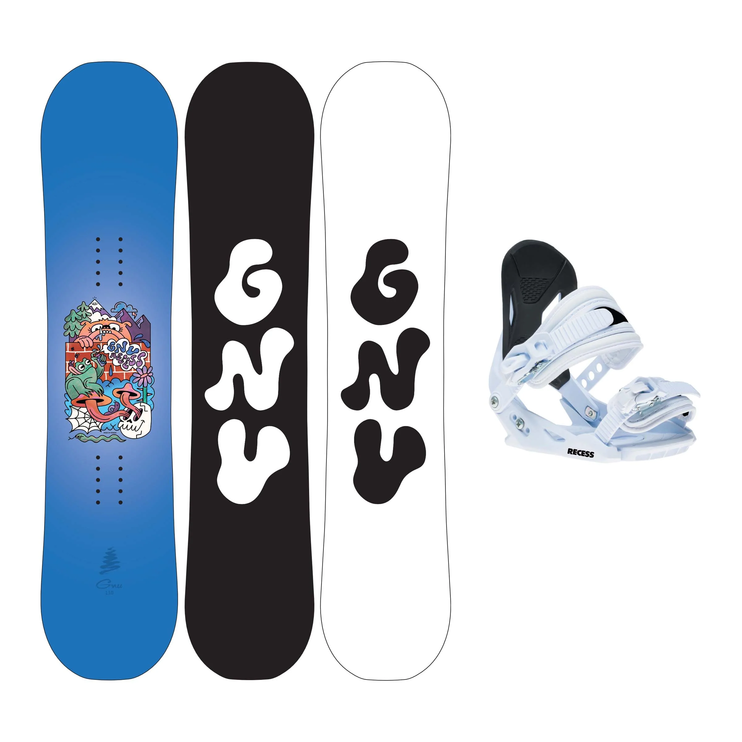 Gnu Recess Grom Kids Snowboard Package 2027