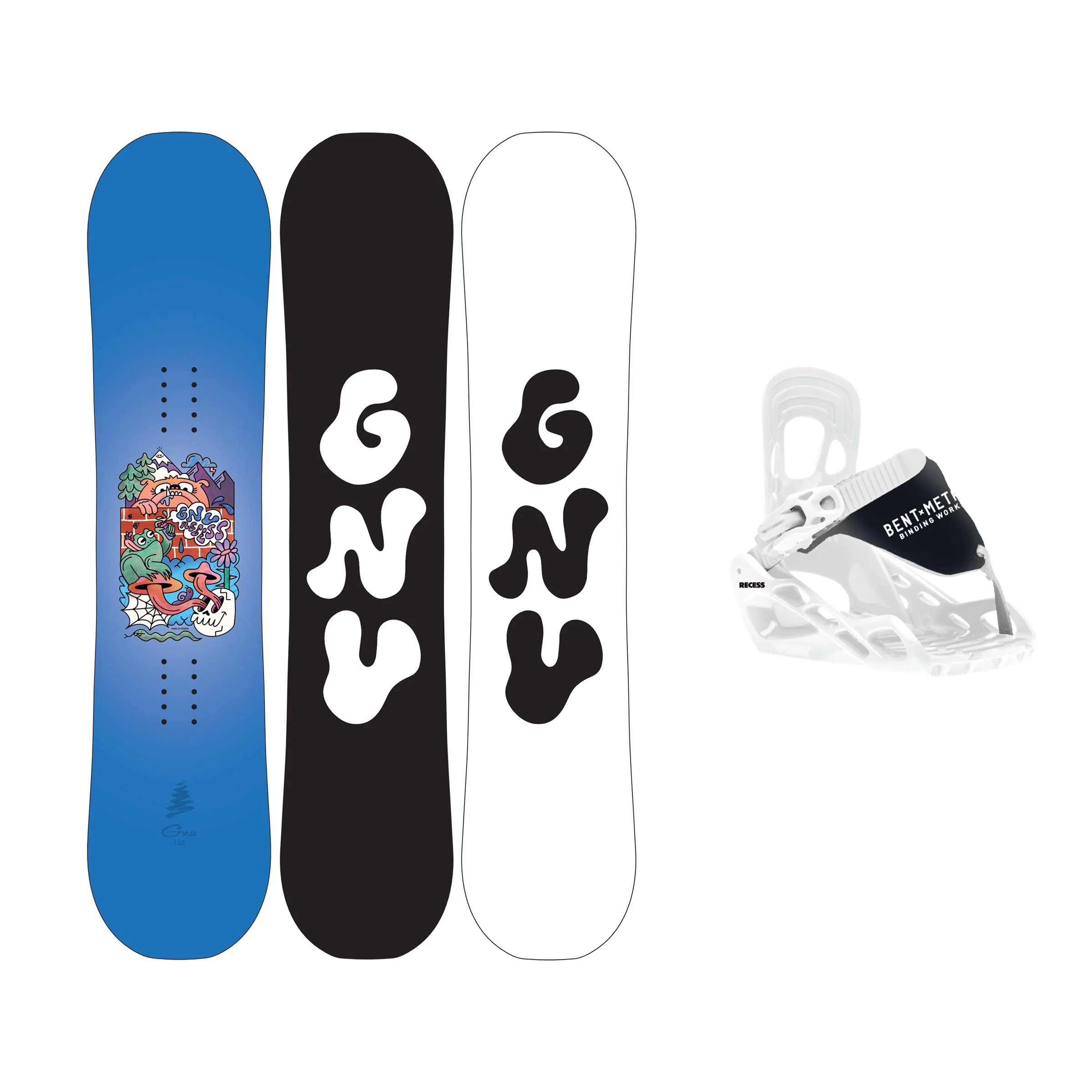 Gnu Recess Mini Kids Snowboard Package 2027