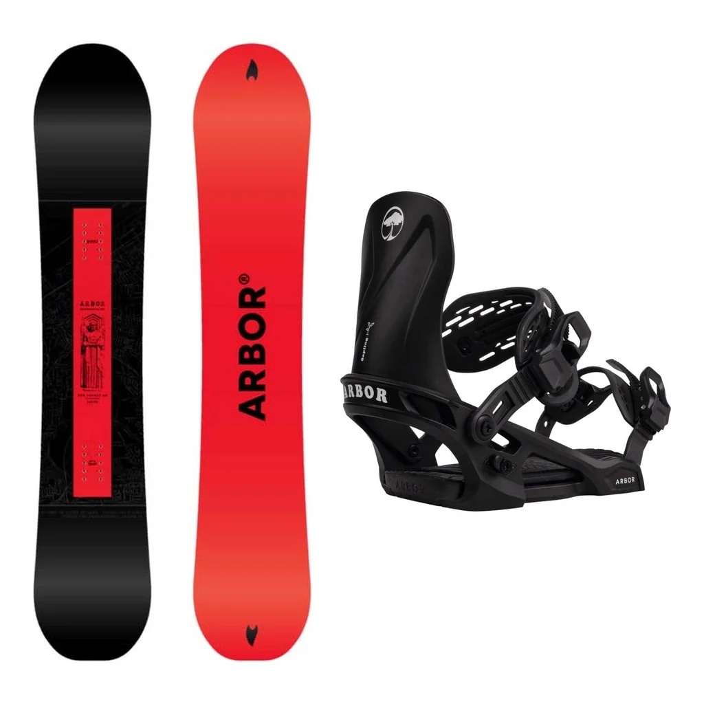 Arbor Red Gerard Am Kids Snowboard 2027 with Sapling Bindings Snowboard Package