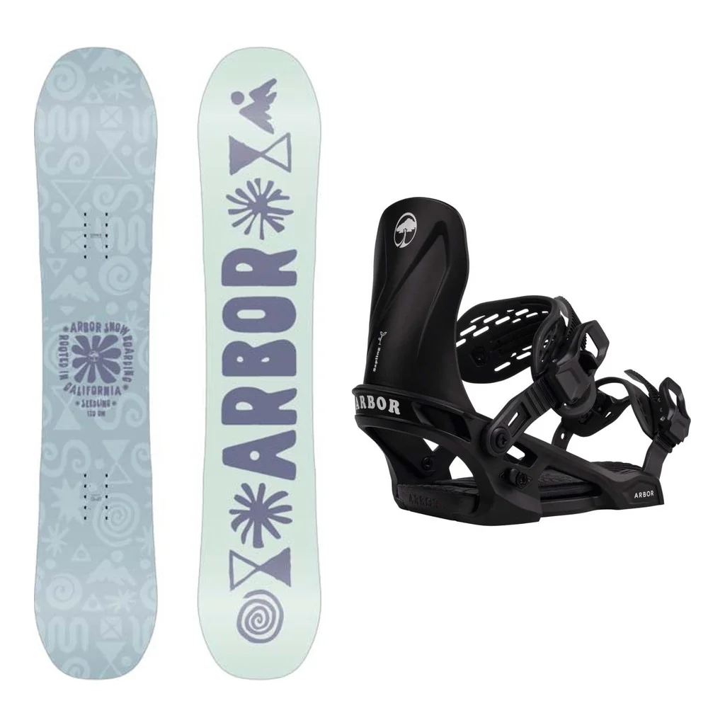 Arbor Seedling Kids Snowboard 2027 with Sapling Bindings Snowboard Package
