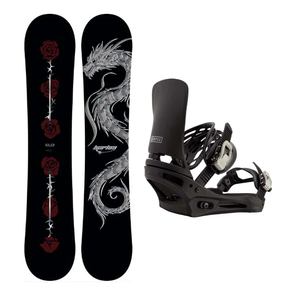 Burton Blossom Camber Adult Snowboard with Cartel Re:Flex Bindings Snowboard Package