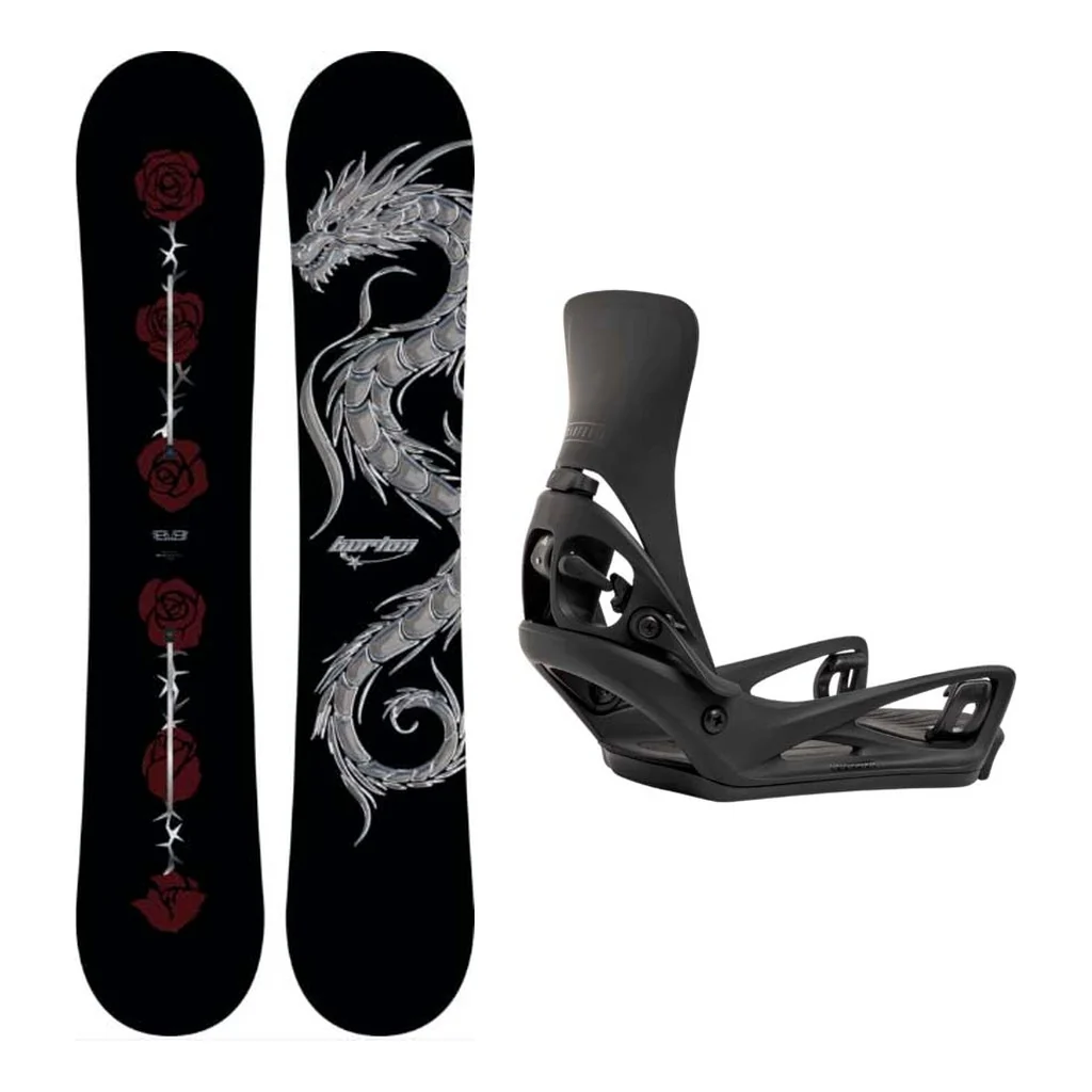 Burton Blossom Camber Adult Snowboard with Step On Cartel X Bindings Snowboard Package