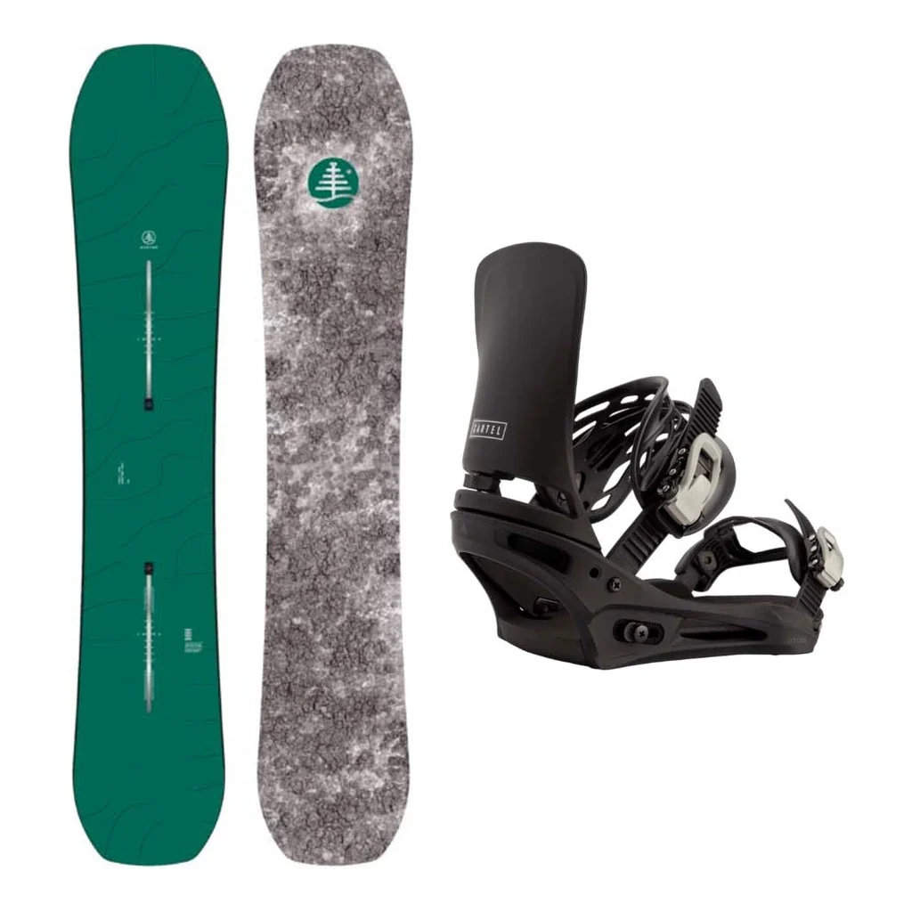 Burton Family Tree Hometown Hero Adult Snowboard with Cartel Re:Flex Bindings Snowboard Package