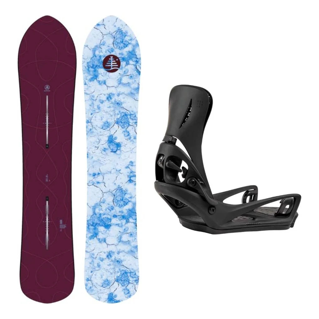 Burton Family Tree Sketch Artist Camber Adult Snowboard with Step On Genesis Re:Flex Bindings Snowboard Package