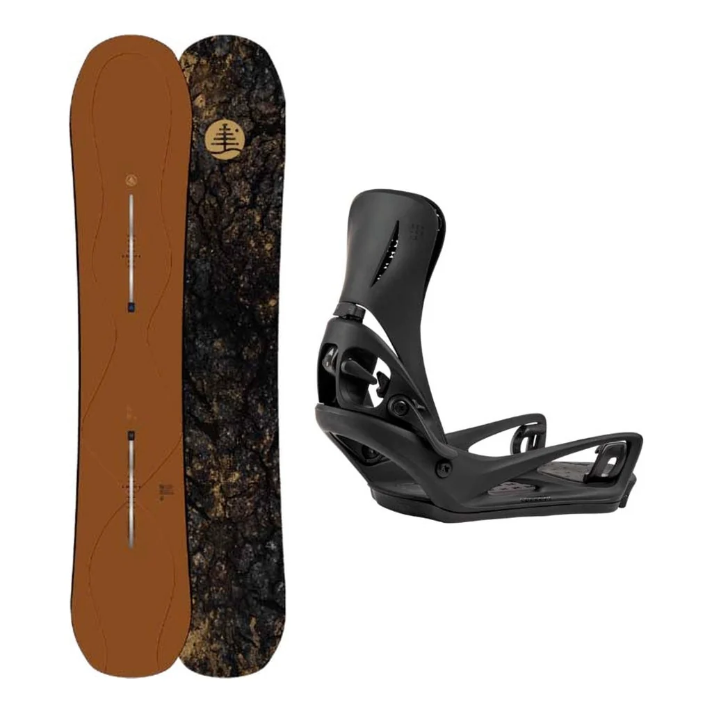 Burton Family Tree Time Thief Adult Snowboard with Step On Genesis Re:Flex Bindings Snowboard Package