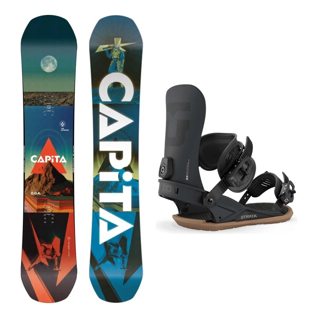 Capita D.O.A. Wide Mens Snowboard 2027 with Strata Bindings Snowboard Package