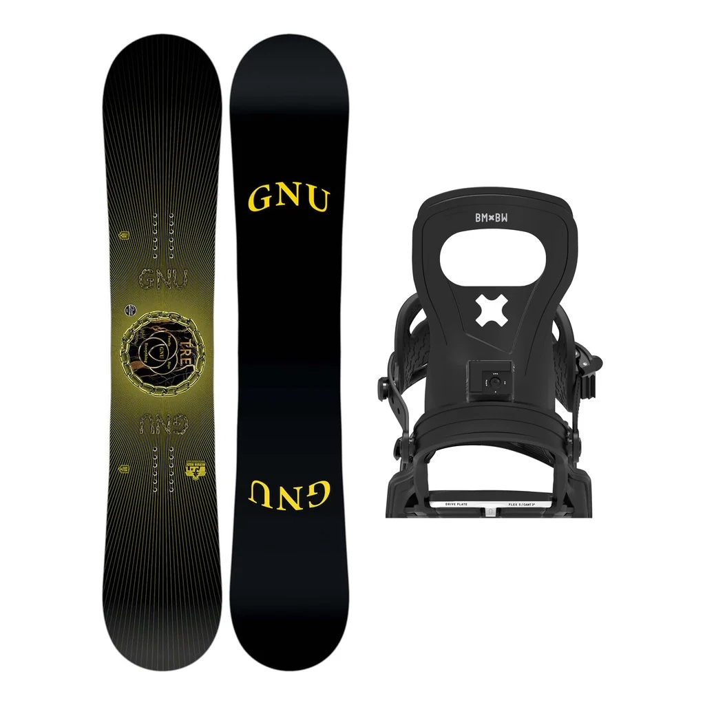 GNU Tre Mens Snowboard 2027 with Bent Metal Joint Bindings Snowboard Package