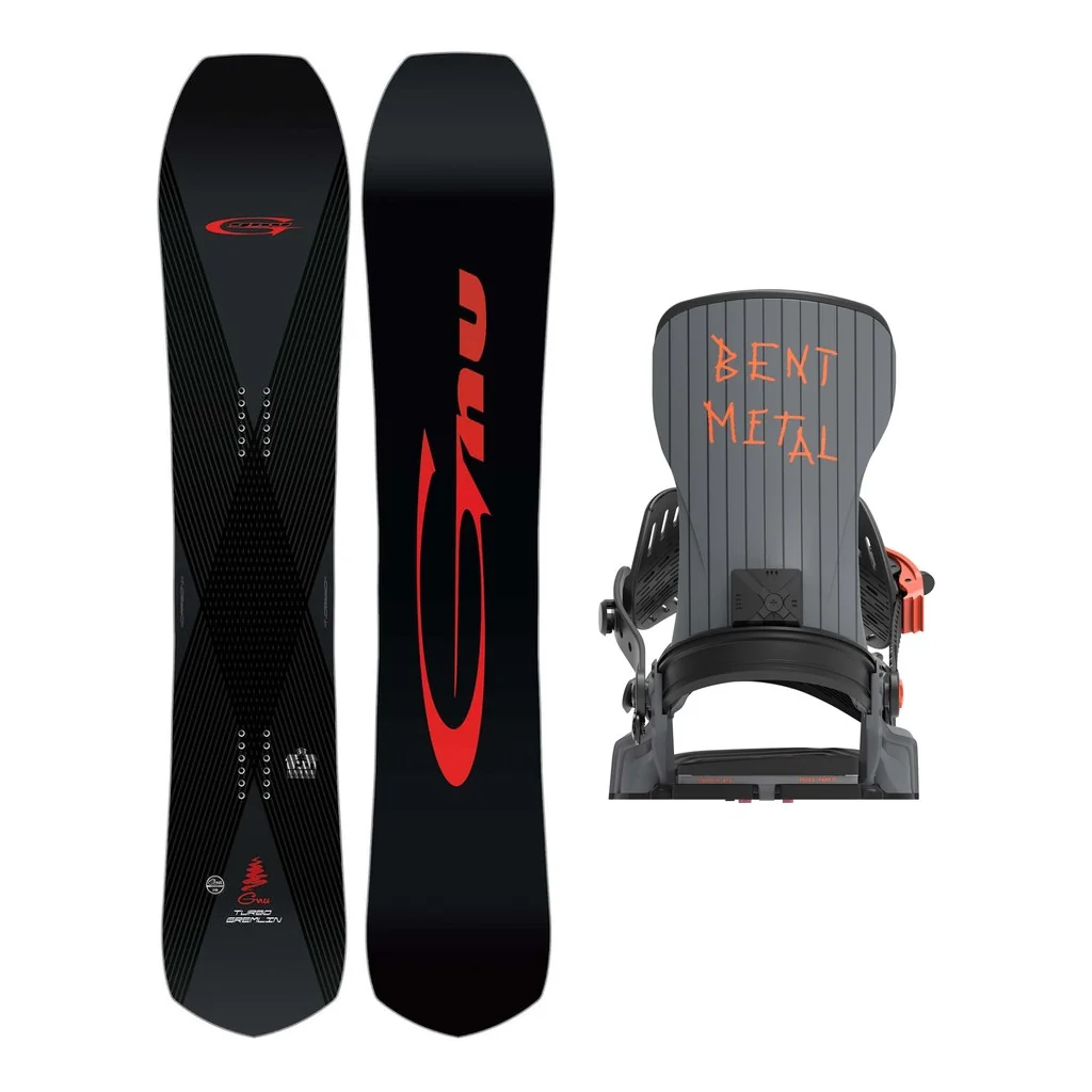 GNU Turbo Gremlin Mens Snowboard 2027 with Bent Metal T-Zero Bindings Snowboard Package