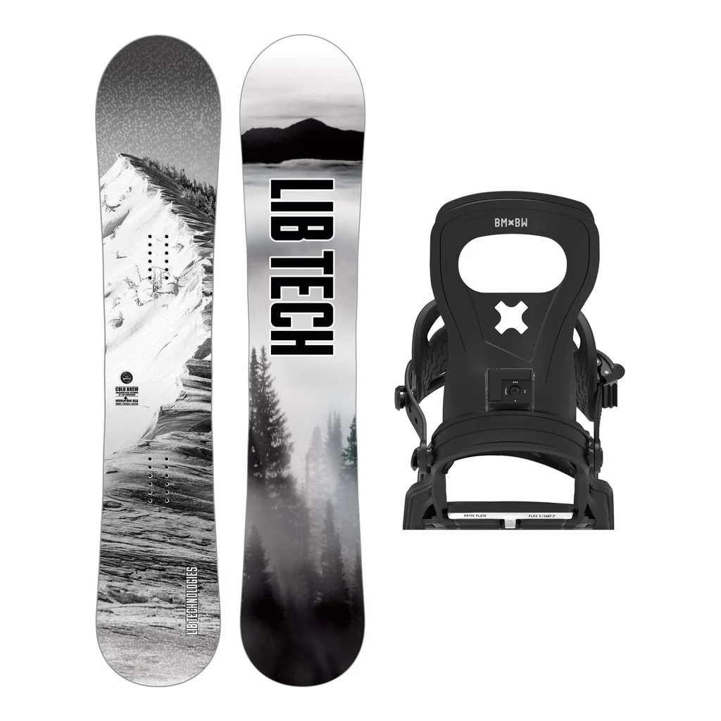 Lib Tech Cold Brew Mens Snowboard 2027 with Bent Metal Joint Bindings Snowboard Package