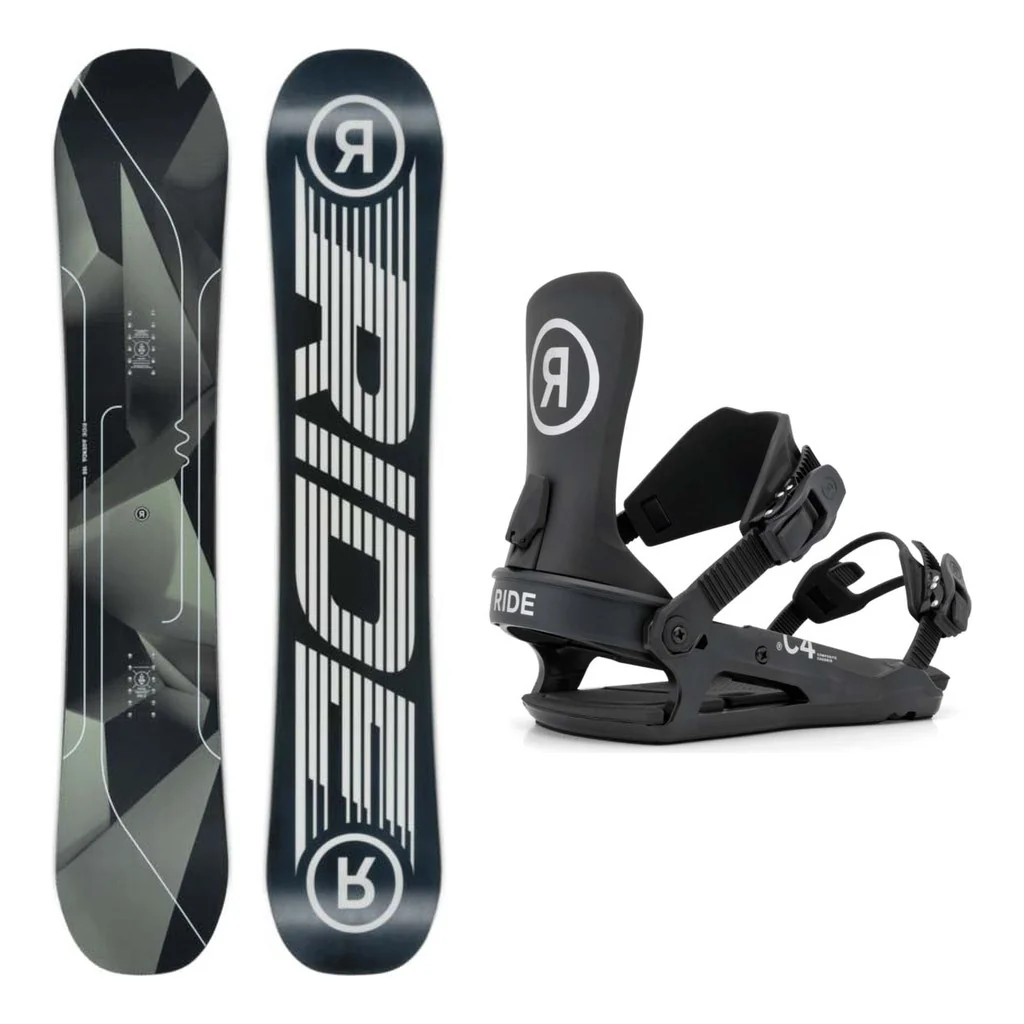 Ride Agenda Mens Snowboard 2027 with C-4 Bindings Snowboard Package