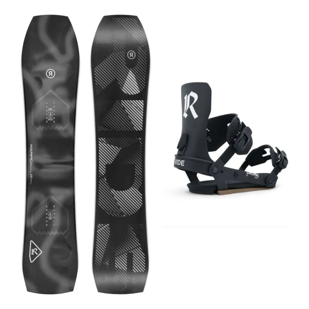 Ride Warpig Adult Snowboard 2027 with Drone Bindings Snowboard Package