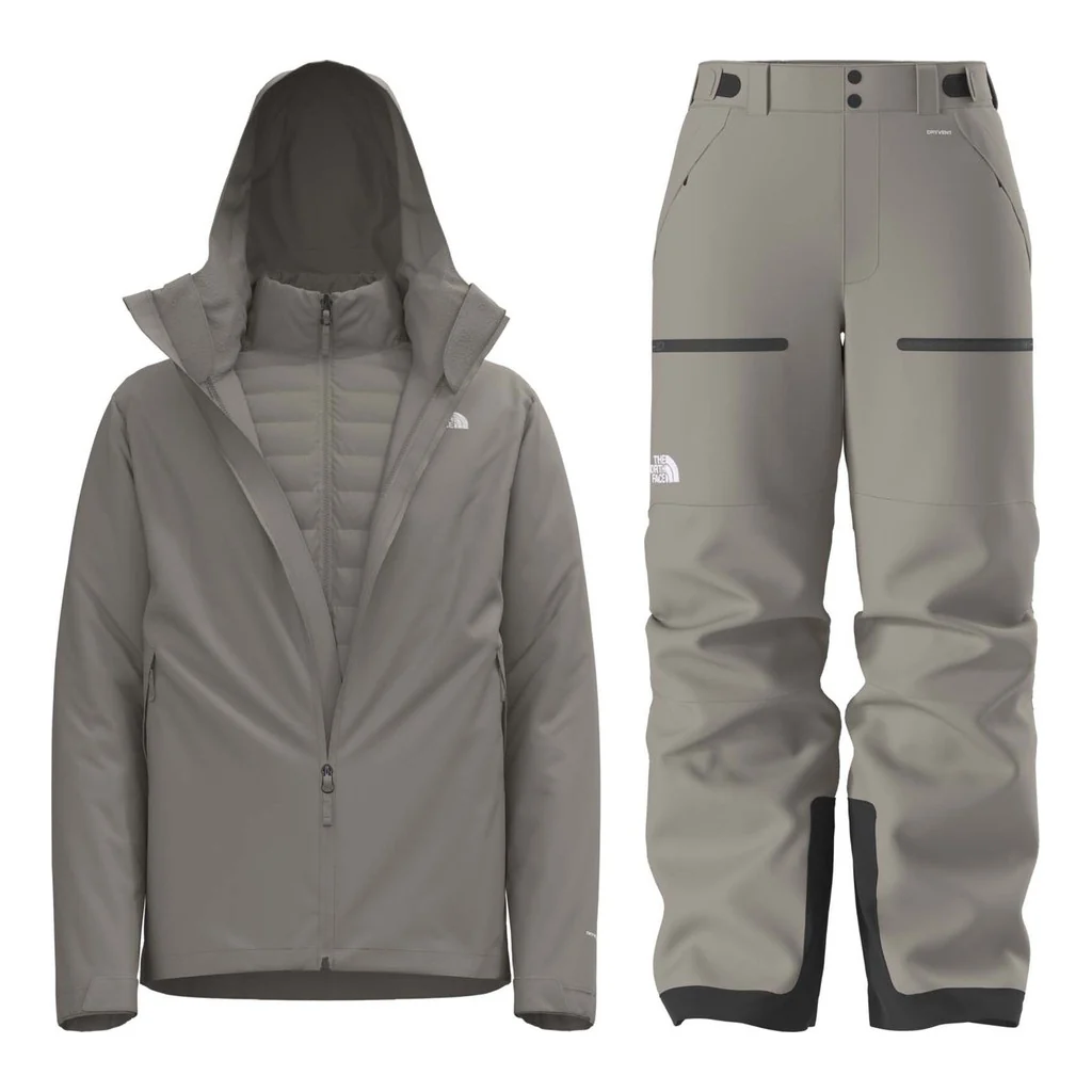 North Face Carto Mono Triclimate Hooded Jacket Mens 2027 with Chakal Pants Package (Stone Slab)