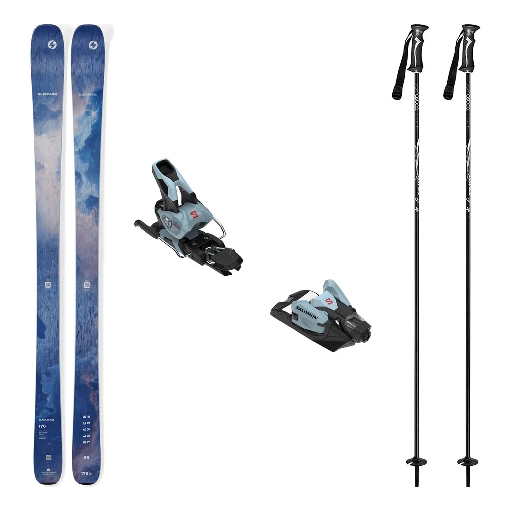 Blizzard Black Pearl 88 Skis 2027 with Salomon Strive 12 Bindings Womens Ski Package (Iced Aqua)