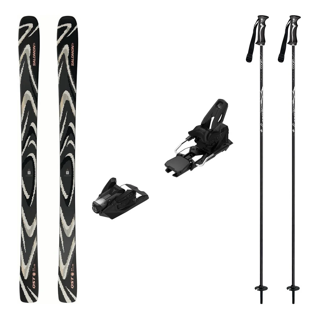 Salomon QST 94 Skis 2027 with Strive 14 Bindings Ski Package (Black/Almond Milk)